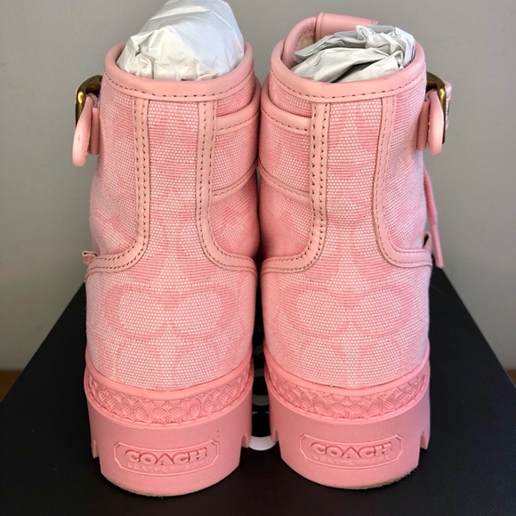 Coach Trooper Canvas Mid Top Boot in Crystal Pink Size 6.5 - Picture 7 of 11